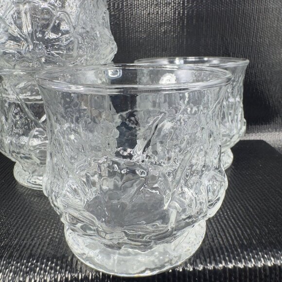 Anchor Hocking Rainflower Old Fashioned Clear Glasses Cups Set 4 BarWare Glasses - Picture 3 of 10